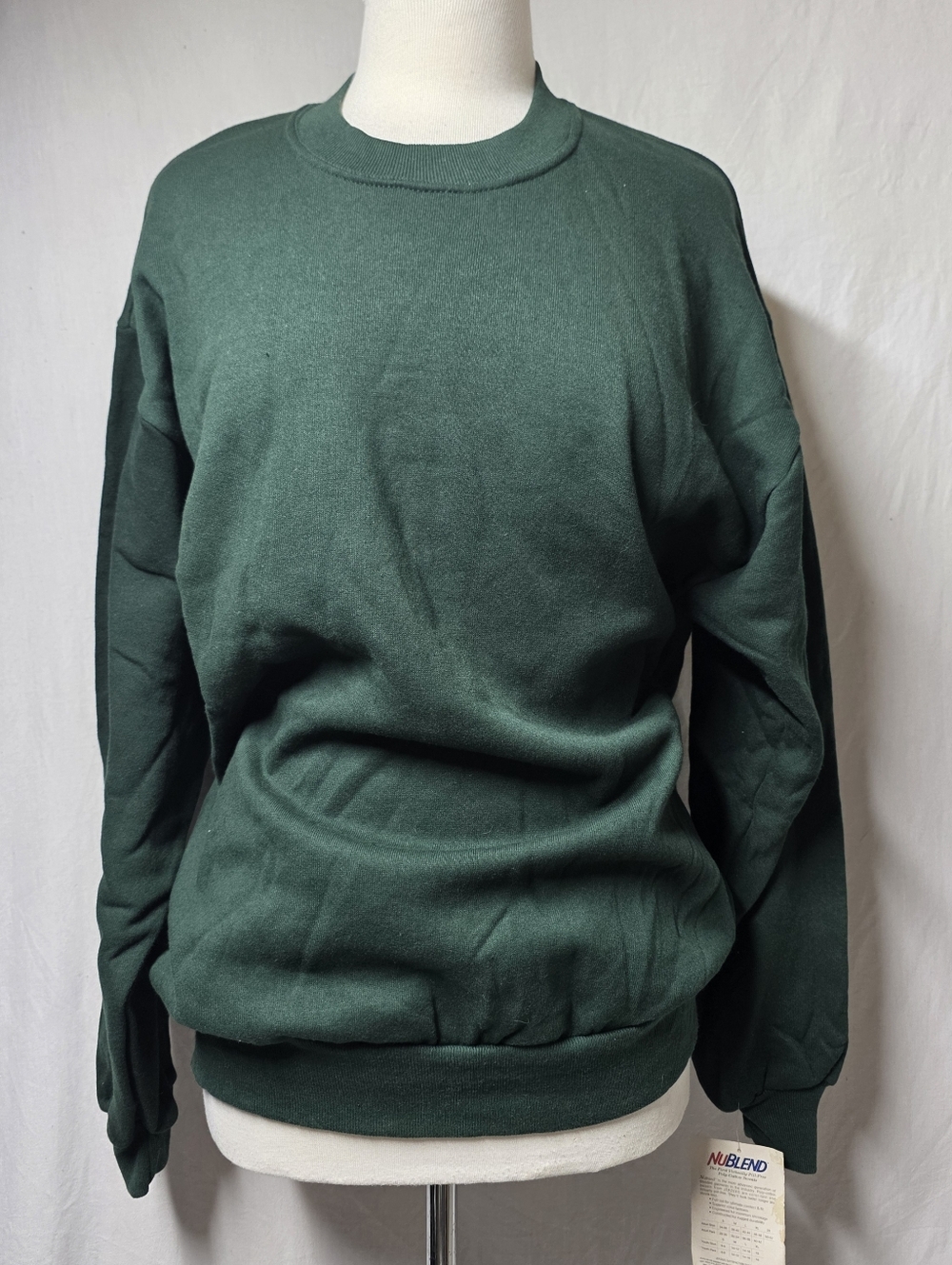 JERZEES GREEN MADER IN USA LONG SLEEVE PULLOVER CREW NECK SWEATER SIZE L NWT